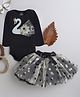TINY MINY MEE Full Sleeves Swan & Stars Foil Printed Onesie With Skirt & Shimmer Headband - Black