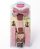 Babyhug Free Size Textured Bow and Suspender Set -Pink