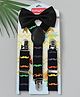 Babyhug Free Size Mustache Printed Bow and Suspender Set - Black