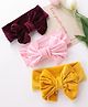 Babyhug Free Size Bow Headbands Pack of 3 - Wine Pink & Yellow