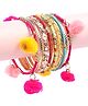 Earthy Touch Bangles With Beads Embellishment and Multicolour - Set of 12