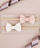 Knotty Ribbons Set Of 2 Glitter Bow Embellished Headband - Peach And White