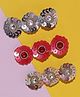 Knotty Ribbons Set Of 3 Sequin & Stone Embellished Alligator Hair Clips - Silver Red & Golden