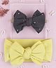 Knotty Ribbons Set Of 2 Faux Suede Oversized Bow Detailed Headband & Headwrap  -  Grey & Light Yellow
