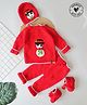 Woonie Christmas Theme Full Sleeves Crochet  Snowman Detailed Sweater Set - Red