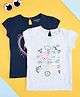 Pantaloons Junior Pack of 2 Half Sleeves Unicorn Hearts Printed Tee - White & Blue