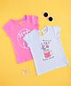 Pantaloons Junior Pack of 2 Half Sleeves Kitten & Text Printed Tee - White & Pink