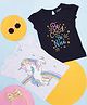 Pantaloons Junior Pack of 2 Half Sleeves Unicorn & Text Printed Tee - White & Black