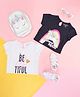 Pantaloons Junior Pack of 2 Half Sleeves Unicorn & Text Printed Tee - White Black