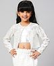 Lil' Drama Full Sleeves Shimmer Sequin Stripe Embellished Party Jacket - White
