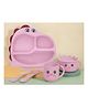 Elecart Eco-Friendly Dinosaur Design Bamboo Fiber Kids Dinner Set  with Cutlery Bowl & Cup  - Color May Vary