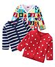 Babyhug 100% Cotton knit Full Sleeves Front Open Striped Vests with Alphabets & Stars Print Pack of 3 - Multicolour
