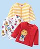 Babyhug 100% Cotton Knit Full Sleeves Lion Print Front Open Vests Pack of 3 - Multicolour