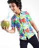 Pine Kids Cotton Knit Half Sleeves Shirt Leaf Print - Multicolor