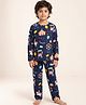 Anthrilo 100% Organic Cotton Full Sleeves Circus Theme Printed Night Suit - Blue