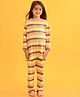 Anthrilo 100% Organic Cotton Full Sleeves Awning Stripe Design Night Suit - Peach