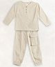 Cherry Crumble By Nitt Hyman Full Sleeves Solid Cotton  Night Suit - Cream