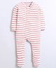 Nino Bambino 100% Cotton Full Sleeves Striped Romper - White & Pink