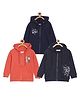 The Mom Store Pack Of 3 Cotton Full Sleeves Astronaut & Text Printed Zipper Hooded  Sweatshirts - Red & Navy Blue