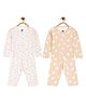 The Mom Store Pack Of 2 Full Sleeves Clouds & Stars Printed Coordinating Night Suit - White & Peach