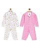 The Mom Store Pack Of 2 Full Sleeves Princess Theme Printed Coordinating Night Suit - White & Pink