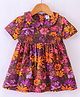 Teddy Cotton Woven  Half Sleeves  Frock Floral Print - Multicolour