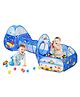 BabyGo 3-in-1 Pop Up Play Tent House with Tunnel & Ball Pool for Kids -Ocean Blue
