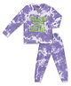 Unicorn Full Sleeves  Follow Your Dreams Text Printed Tie And Dye Coordinating  Cotton Night Suit - Purple