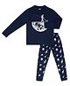 Unicorn Cotton Full Sleeves Space Theme Printed Tee With Coordinating Pajama Night Suit Set - Navy Blue