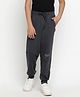 Lil Tomatoes Placement Text Printed Light Weight Cotton Looper Track Pant - Charcoal Black