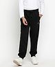 Lil Tomatoes Placement Brand Name Printed  Light Weight Cotton Looper Track Pant - Black