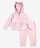 Lil Tomatoes Full Sleeves Animal Applique Detailed Velour Track Suit  Sets - Pink