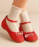 Cute Walk by Babyhug Ballerina Shoes with Bow Applique & Buckled Closure - Red
