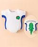Kookie Kids Half Sleeves Onesie Dino Print - White