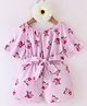 Kookie Kids Half Sleeves Jumpsuit With Cherry Print - Pink