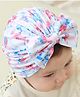 Bonfino Free Size Turban Headband With Bow Applique & Floral Print- Blue