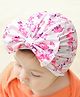Bonfino Free Size Turban Headband With Bow Applique & Floral Print- Pink