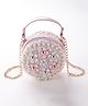Hola Bonita Sling Bag With Flower & Pearl Applique- Pink