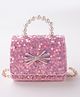 Hola Bonita Sling Bag with Bow Applique & Pearl Handle - Light Pink