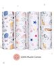 ZOE 100% Cotton Muslin Multipurpose Swaddle Wrap Pack of 4 Hot Air Balloon Print- Multicolour