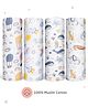 ZOE 100% Cotton Muslin Multipurpose Swaddle Wrap Pack of 4 Animal Print- Multicolour| Adjustable Design| Soft Breathable Fabric| Gentle of Baby's Skin| Comfortable Warm and Soothing| Machine washable| Lightweight & Travel Friendly| New Born Gifting O
