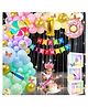 Puchku Premium Happy Birthday Combo KIT  Donut Foil balloon Set for first 1st birthday Theme girl kids Pack of 79   Multicolor