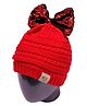 Tipy Tipy Tap Striped Pattern & Sequin Bow Embellished Cap - Red-  Diameter 32 Cms