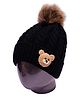 Tipy Tipy Tap Teddy Embellished & Pom Pom Detailed Woollen Cap -  Black