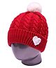 Tipy Tipy Tap Heart Embellished & Pom Pom Detailed Woollen Cap - Red-  Diameter 35 Cms