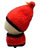 Tipy Tipy Tap Duck Detailed Woollen Cap With Neck Warmer - Red-  Diameter 36 Cms