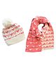 Tipy Tipy Tap Heart Design Detailed Coordinating Cap & Muffler Set - White & Pink