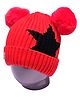 Tipy Tipy Tap Star Design Detailed & Pom Pom Detailed Woollen Cap - Red