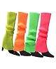 Tipy Tipy Tap Pack Of 4 Ribbed  Detailed Leg Warmer - Neon Green Yellow Pink & Orange