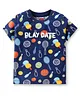 Babyhug 100% Cotton Single Jersey Knit Half Sleeves T-Shirt & Shorts Set Basketball Print - Blue & Yellow